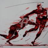 Dessin intitulée "Rugby N°30" par Henri Ibara, Œuvre d'art originale, Encre