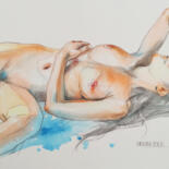 Картина под названием "Watercolor women #1…" - Hongtao Huang, Подлинное произведение искусства, Акварель