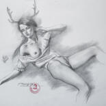 Disegno intitolato "DRAWING-Female nude…" da Hongtao Huang, Opera d'arte originale, Matita