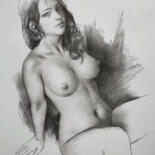 Drawing titled "Female model#22122" by Hongtao Huang, Original Artwork, Pencil