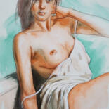 Картина под названием "Female nude #23415" - Hongtao Huang, Подлинное произведение искусства, Акварель