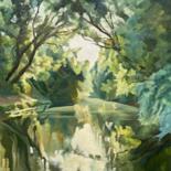 Peinture intitulée "Pond in summer" par Horia Solomon, Œuvre d'art originale, Huile