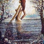 Ζωγραφική με τίτλο "Mystic Pond 2" από Olfus, Αυθεντικά έργα τέχνης, Ακρυλικό