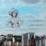 Peinture intitulée "Par dessus la ville" par Hugues Renck, Œuvre d'art originale, Huile