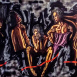Pintura titulada "Femme Fatale III" por Hüseyin Ak, Obra de arte original, Oleo