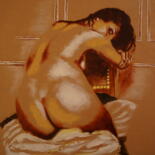 Pittura intitolato "Peinture femme nue…" da Idhem San, Opera d'arte originale, Olio