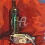 Картина под названием "Il Riflesso Verde" - Igli Arapi, Подлинное произведение искусства, Масло