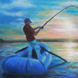 Malarstwo zatytułowany „fishing luck” autorstwa Игорь Бронзов, Oryginalna praca, Olej