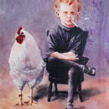 Painting titled "White cock like a g…" by Igor Shulman, Original Artwork, Oil