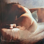 Painting titled "Morning ray." by Igor Shulman, Original Artwork, Oil Mounted on Wood Stretcher frame