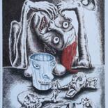 Disegno intitolato "Delirium tremens." da Ihor Miroshnycnenko (Miro), Opera d'arte originale, Inchiostro