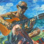 Painting titled "guitariste" by Muxian Declerck, Original Artwork, Oil