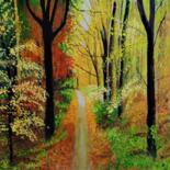 Pintura intitulada "Outono, Faias de S.…" por Inês Dourado, Obras de arte originais, Guache