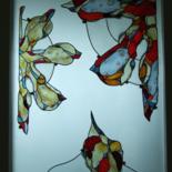 Peinture intitulée "Fleurs épanouies" par Laura Potet, Œuvre d'art originale, Peinture vitrail