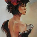 Painting titled "Woman with beret III" by Inge Coolen, Original Artwork, Oil