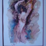 Peinture intitulée "nu rose aux bras le…" par Ioana, Œuvre d'art originale, Gouache
