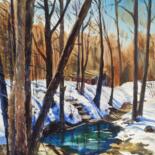 Картина под названием "Winter sunny landsc…" - Irina Pronina, Подлинное произведение искусства, Акварель