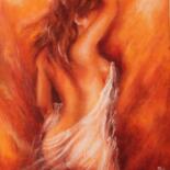 Painting titled "Ni orange" by Irina R, Original Artwork, Pastel Mounted on Wood Stretcher frame
