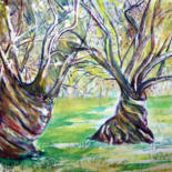 Malerei mit dem Titel "Olivenbäume" von Irina Usova, Original-Kunstwerk, Aquarell