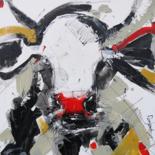Painting titled "Curious Cow 6" by Irina Rumyantseva, Original Artwork, Acrylic