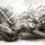 Disegno intitolato "Nude girl" da Iryna Kopyrina, Opera d'arte originale, Carbone