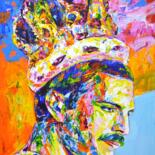 Painting titled "Freddie Mercury 2" by Iryna Kastsova, Original Artwork, Acrylic Mounted on Wood Stretcher frame