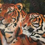 Painting titled "tigres" by Isabelle Seguin, Original Artwork, Acrylic