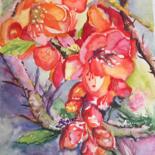 Painting titled "Flor japonica" by Isabel Alfarrobinha, Original Artwork, Watercolor