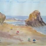 Pittura intitolato "Praia de Santa Cruz" da Isabel Alfarrobinha, Opera d'arte originale, Acquarello