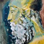 Painting titled "Eroe greco" by Isabel Zuniga Recalde, Original Artwork, Oil Mounted on Wood Stretcher frame