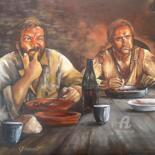 Painting titled "Bud Spencer et Terr…" by Isabelle Derangere, Original Artwork, Oil