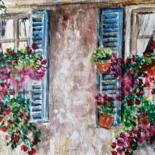 Pintura titulada "En el patio" por Isabelle Jacq (Gamboena), Obra de arte original, Acuarela