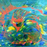 Painting titled "Poisson dans la mare" by Isabelle Tirard, Original Artwork, Acrylic