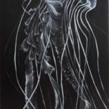 绘画 标题为“Meduse scyphozoa” 由Virginie Isfaoui, 原创艺术品, 油 安装在木质担架架上