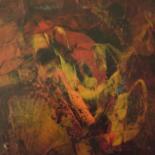 Peinture intitulée "Terre, volcan" par Jack, Œuvre d'art originale, Huile