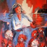 Painting titled "La fée de la mer" by Jacky Dumergue, Original Artwork, Oil