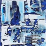 Painting titled "Le Lagon bleu de Ra…" by Jacqueline Morandini, Original Artwork, Acrylic Mounted on Wood Stretcher frame