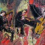 Painting titled "Trio musical avec h…" by Jacques Donneaud, Original Artwork, Acrylic Mounted on Wood Stretcher frame