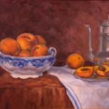 Malerei mit dem Titel "Antique Bowl with P…" von Elizabeth Sennett, Original-Kunstwerk, Öl