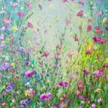 Painting titled "Lilac and Pink Flora" by Jan Rogers, Original Artwork, Acrylic