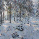 Pittura intitolato "Winter in Forest" da Janis Zingitis, Opera d'arte originale, Acrilico