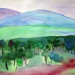 Painting titled "trees" by Janna Shulrufer, Original Artwork, Watercolor
