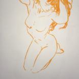 Dessin intitulée "Orange Girl" par Jawad Belrali, Œuvre d'art originale, Marqueur