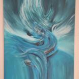 Painting titled "Blue Angel" by Jaykay, Original Artwork, Acrylic Mounted on Wood Stretcher frame