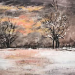 Painting titled "neige n°3" by Jean-Christophe Malle, Original Artwork, Acrylic