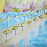 Painting titled "LE PONT DE LA RIVIE…" by Le Livreur De Chats, Original Artwork