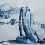 Peinture intitulée "L'ATTENTE 2" par Jean-Christophe Labrue, Œuvre d'art originale, Aquarelle