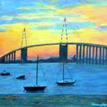 Peinture intitulée "Le pont  de Sant-Na…" par Lebreton-Hays, Œuvre d'art originale, Huile