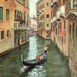 Peinture intitulée "Venise ( gondole et…" par Lebreton-Hays, Œuvre d'art originale, Huile