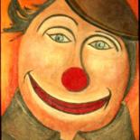 Painting titled "Le clown ; le père ." by Lebreton-Hays, Original Artwork, Acrylic